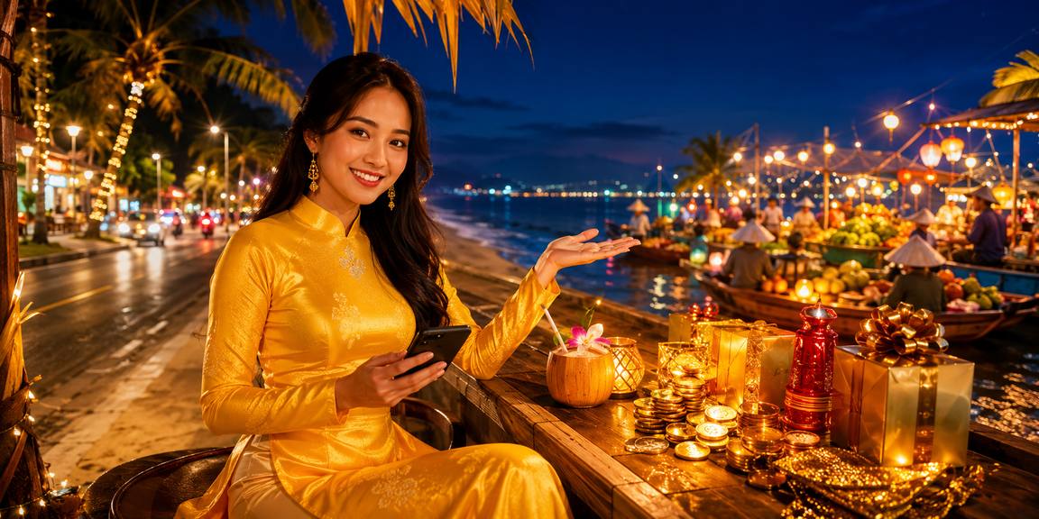 Người dùng Việt Nam trong trang phục áo dài sử dụng nền tảng cá cược